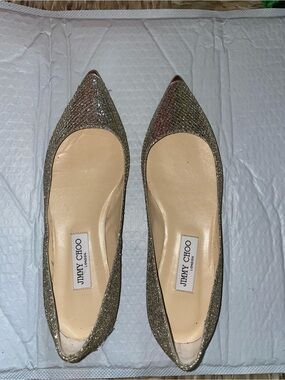 Jimmy Choo Metallic Gold Pointed-Toe Flats